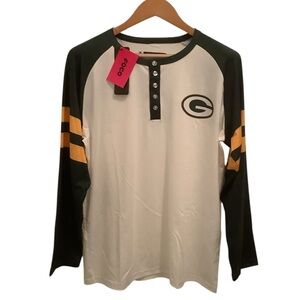 Green Bay Packers Logo Long Sleeve Henley Tee